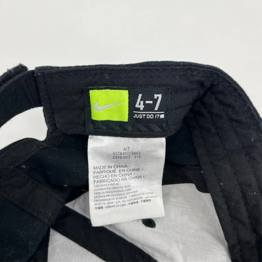 Nike Kids Black Swoosh Baseball Cap Adjustable Hat Size 4-7
